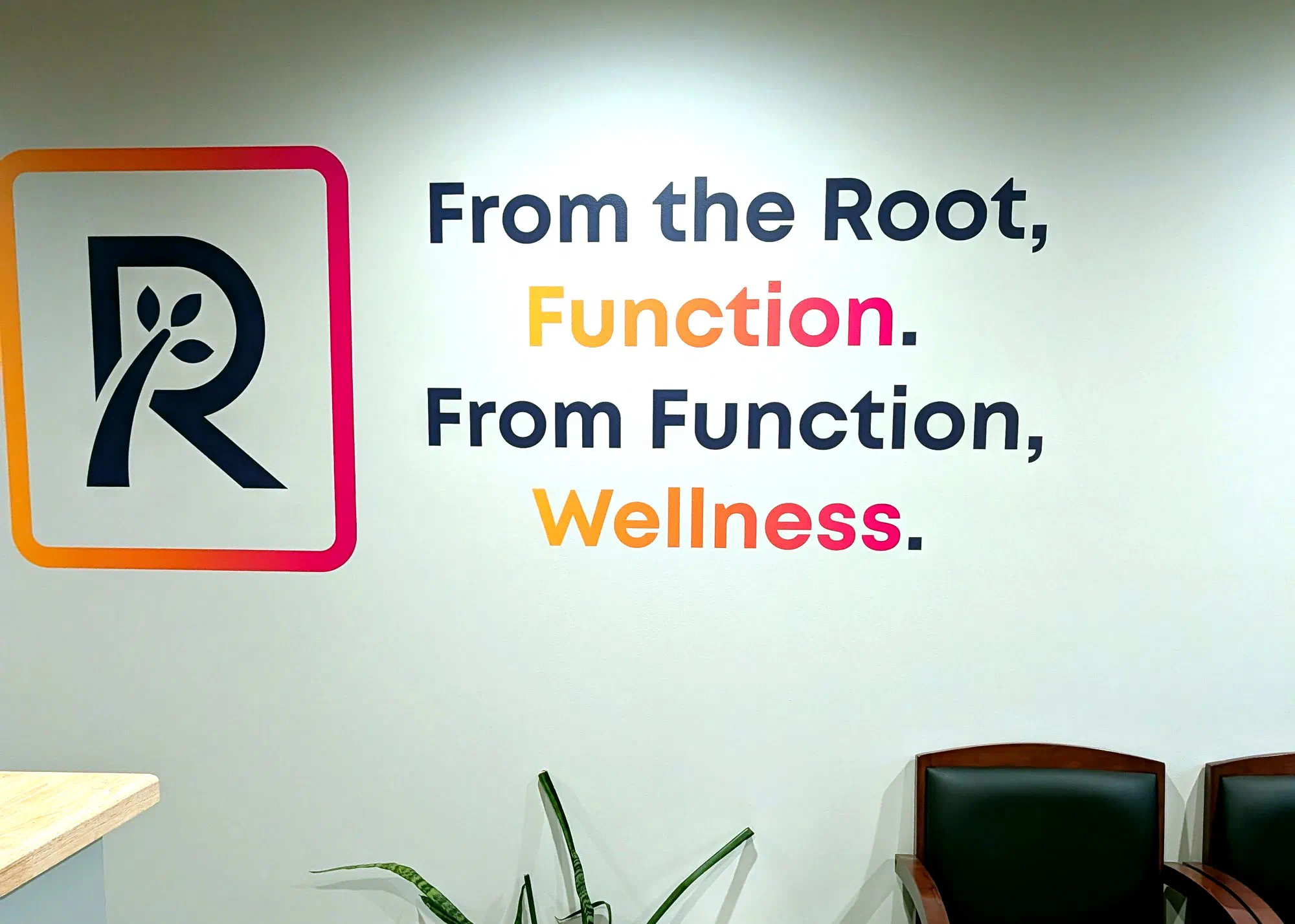 Waiting area at Root Therapy and Wellness in Bozeman — From the Root, Function. From Function, Wellness.