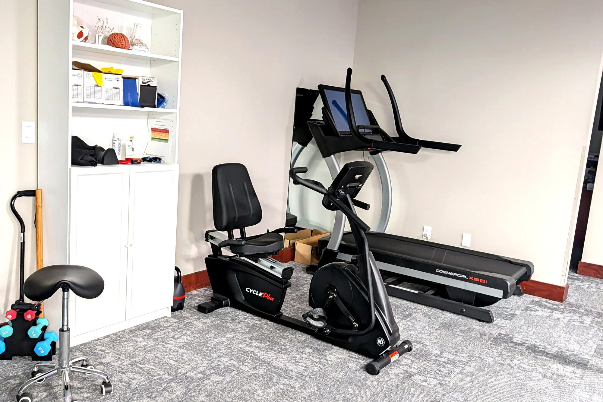 Cardio and conditioning equipment at Root Therapy and Wellness in Bozeman, Montana used in joint replacement recovery